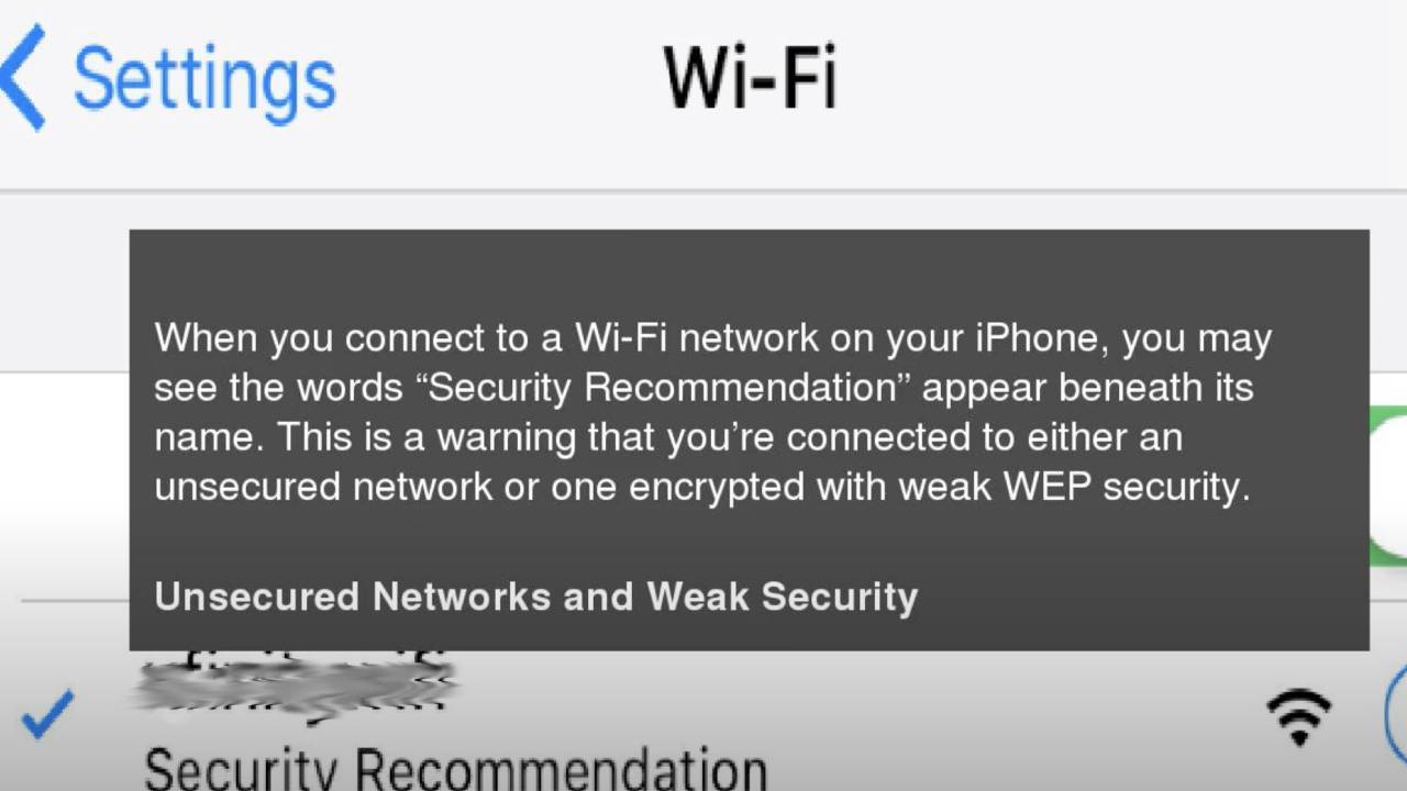 iPhone Wifi "Security Recommendation