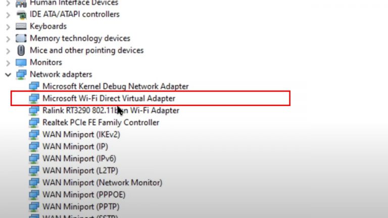 microsoft virtual wifi miniport adapter